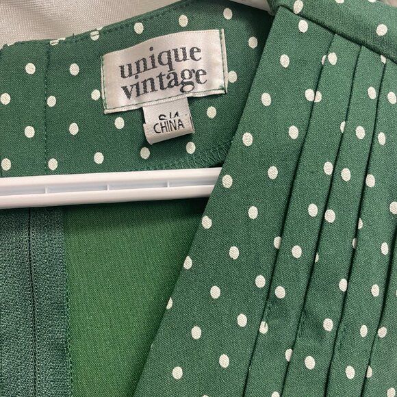 Unique Vintage green and white swing dress - Picture 4 of 5